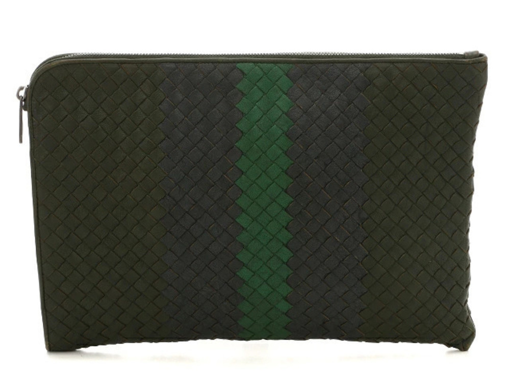 BOTTEGA VENETA Clutch Bag Shoulder Intrecciato Calfskin Green